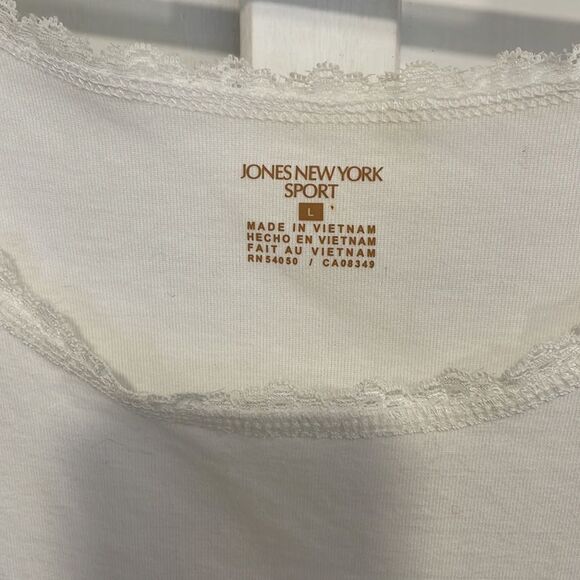 Jones New York Sport white tank top with lace size L - Picture 2 of 6